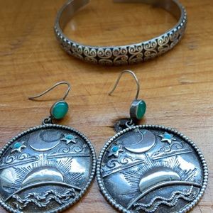 Sterling Silver Bangle & Earrings